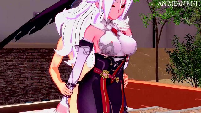 Fucking Android 21 from Dragon Ball Super in Rosaria Costume from Genshin Impact till cream-pie