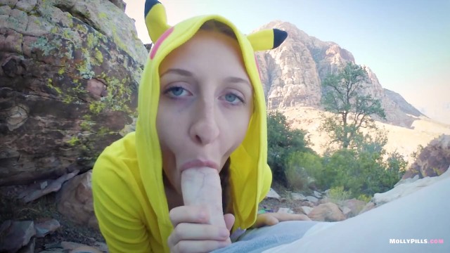 Molly Pills in a Pikachu costume has passionate sex in nature